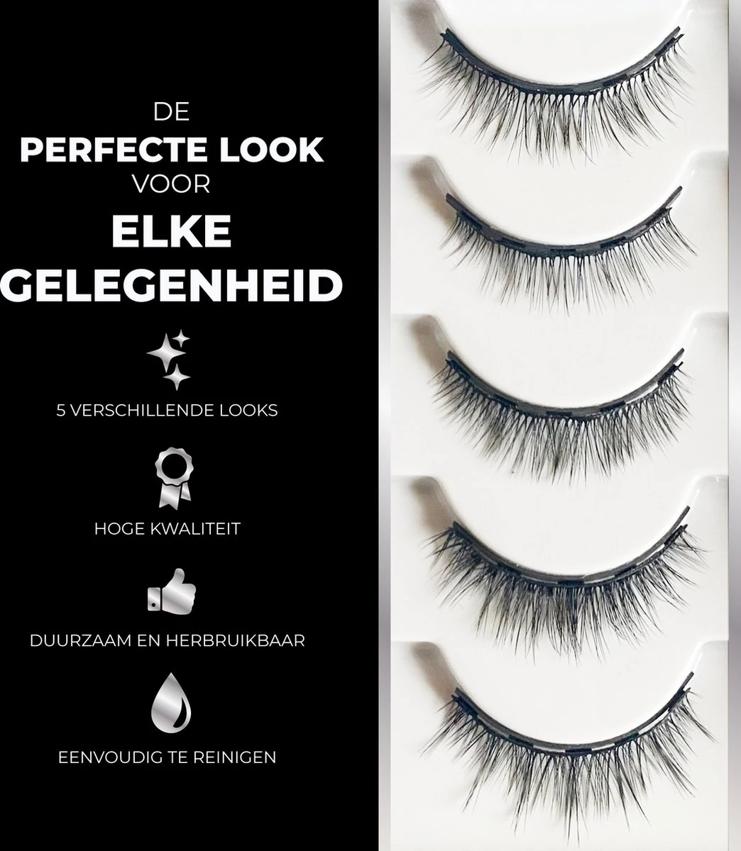 Magnetische Nep Wimpers Met 2 Magnetic Eyeliners En Applicator - 10 Magnetische Lashes - Wimperextensions - Zwart 5 Magnetische Nep Wimpers Met 2 Magnetic Eyeliners En Applicator - 10 Magnetische Lashes - Wimperextensions - Zwart - Afbeelding 5