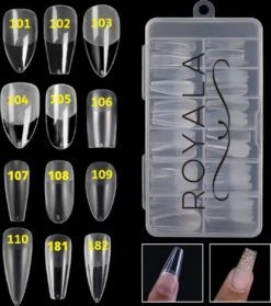 Royala 110 - Waterdrop Binnen En Buiten Full Frosted - Full Cover - Nageltips - Nepnagels - Plaknagels - In Assortimentsbox - 120 Stuks 12 Maten - Voor Gellak Acrylnagellak En PolyGel Nagels - Royala Frosted Tips Line -Cosmetisch Kortingswinkel 1063x1200 2