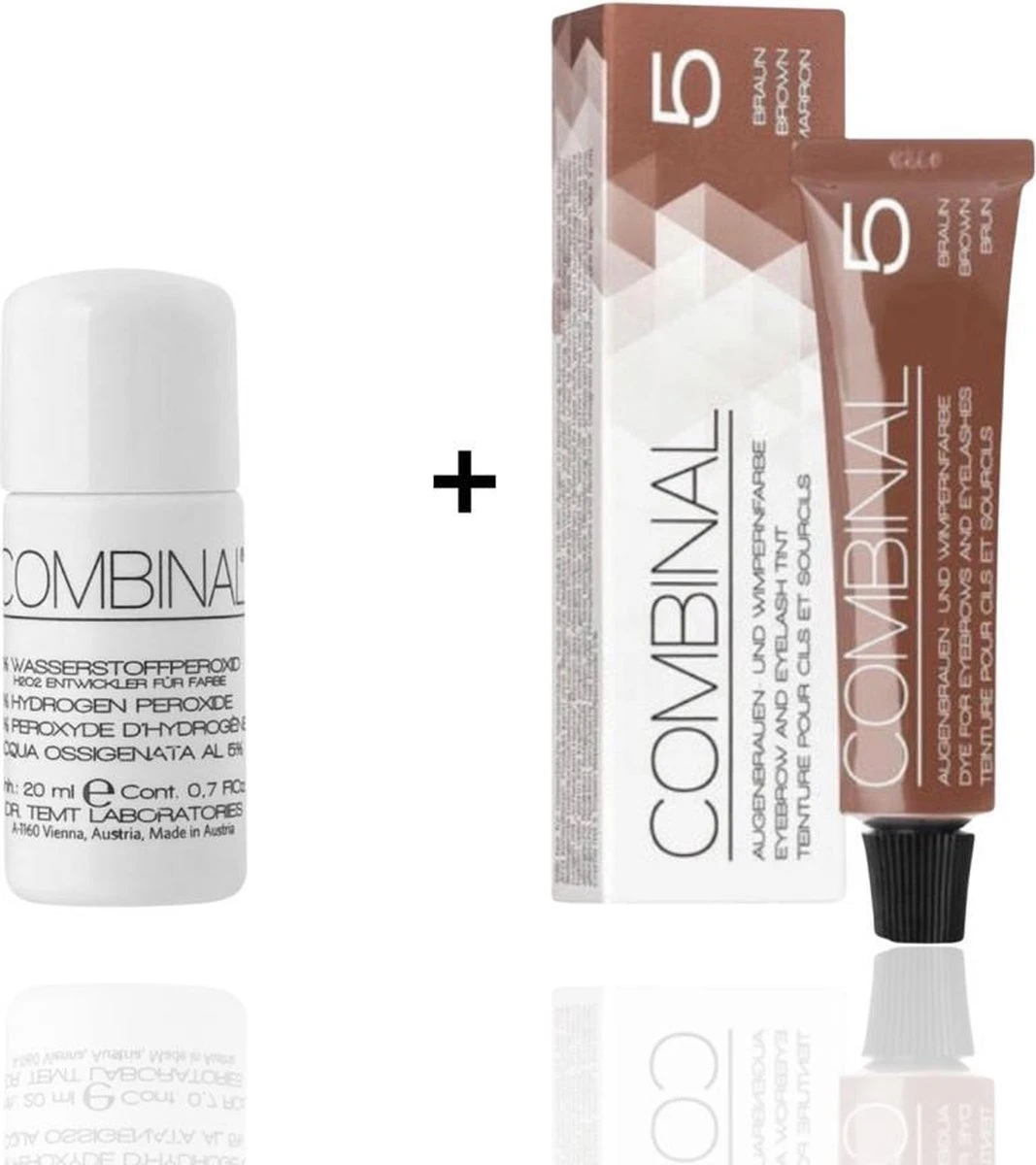 Combinal Wenkbrauw En Wimperverf - Bruin + Combinal Waterstofperoxide 5% - Wimpers - Wenkbrauwen - Wenkbrauwverf - Combideal 1 Combinal Wenkbrauw En Wimperverf - Bruin + Combinal Waterstofperoxide 5% - Wimpers - Wenkbrauwen - Wenkbrauwverf - Combideal