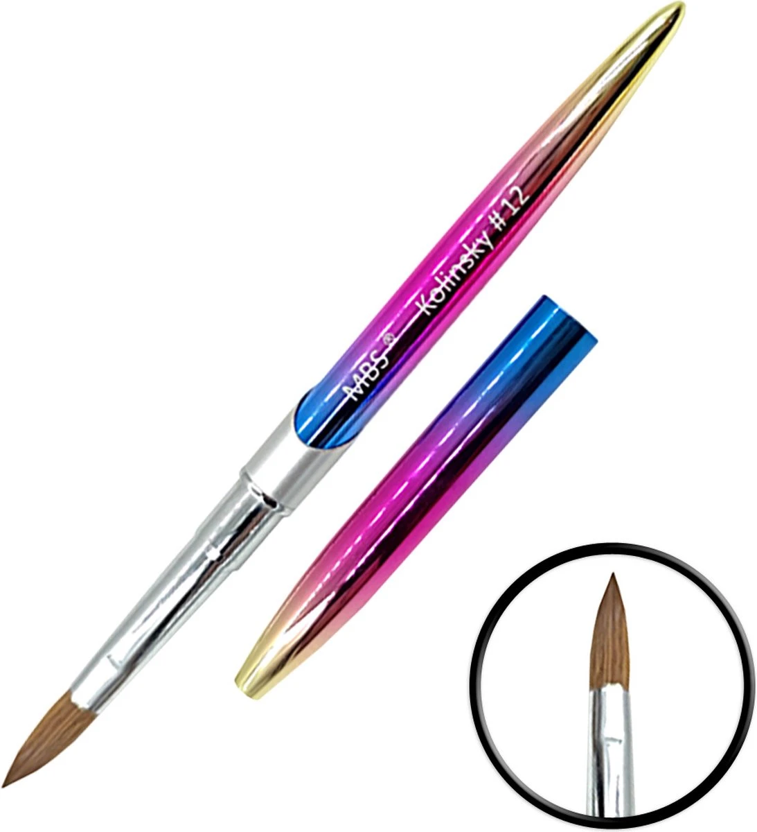 KOLINSKY ACRYL PENSEEL #12 - Kolinsky Penseel - Acryl Penseel - Acryl Nagels - Rainbow 1 KOLINSKY ACRYL PENSEEL #12 - Kolinsky Penseel - Acryl Penseel - Acryl Nagels - Rainbow