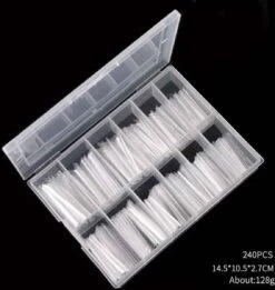 Royala Gel Flex 240x Nageltips In Tipbox - Transparant Long Coffin Half Cover C Curve - Kunstnagel Set - Nail Tips -French Nail Art Acryl Nagels & Gelnagels - Premium Quality Line -Cosmetisch Kortingswinkel 1136x1200