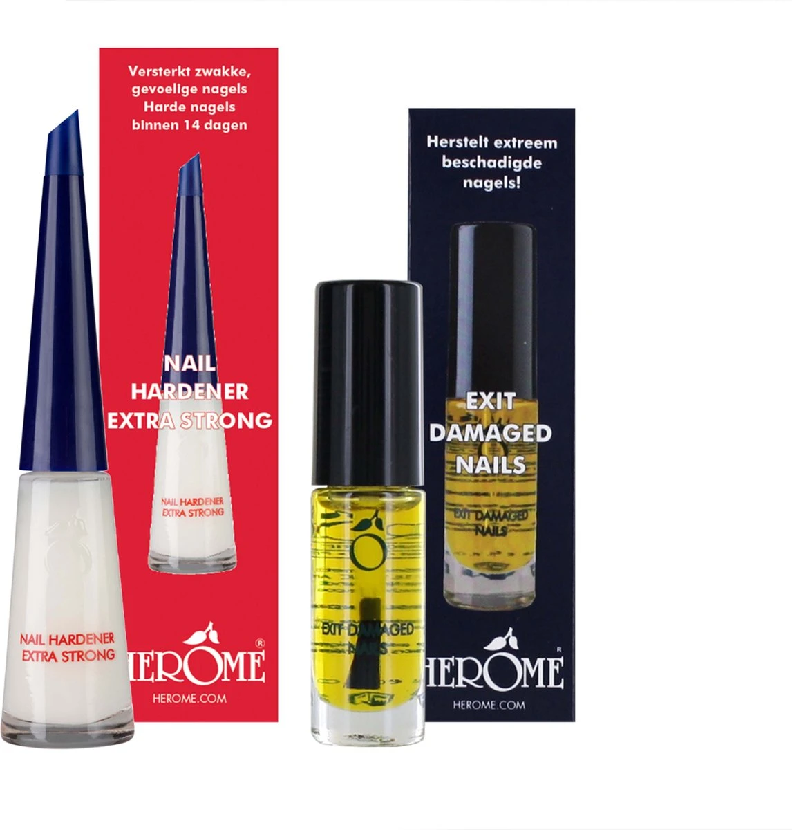 Herome Combi-Pack Exit Damaged Nails & Nagelverharder Extra Sterk (Nail Hardener Extra Strong) - Herstelt Beschadigde Nagels En Zorgt Voor Ijzersterke Nagels - 7ml. & 10ml. 13 Herome Combi-Pack Exit Damaged Nails & Nagelverharder Extra Sterk (Nail Hardener Extra Strong) - Herstelt Beschadigde Nagels En Zorgt Voor Ijzersterke Nagels - 7ml. & 10ml. - Afbeelding 13