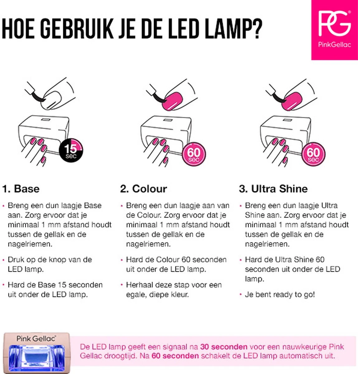 Pink Gellac - LED Lamp - Nageldroger Voor Gellak - Roze - Met Timer 4 Pink Gellac - LED Lamp - Nageldroger Voor Gellak - Roze - Met Timer - Afbeelding 4