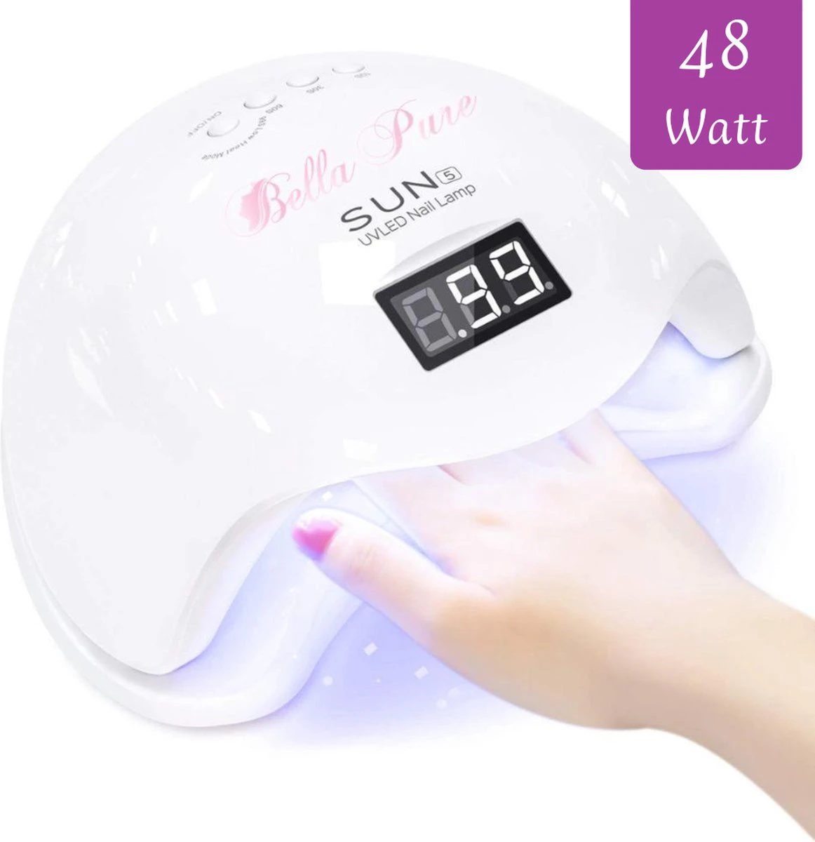 Bella Pure 48W Nageldroger - Vinger- En Teennagels - Bewegingssensor En Timer - 24 LED's 1 Bella Pure 48W Nageldroger - Vinger- En Teennagels - Bewegingssensor En Timer - 24 LED's