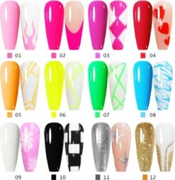 Nail Art Gel - Fine Liner Gel - 12 Stuks - UV/LED Gel - Gellak - Nagel Gellak - UV/LED Lamp - UV/LED Nageldroger - Gelnagels - Nepnagels - Acrylnagels - Tekenpenseel Nagels - Professioneel - Hoge Kwaliteit -Cosmetisch Kortingswinkel 1166x1200 1
