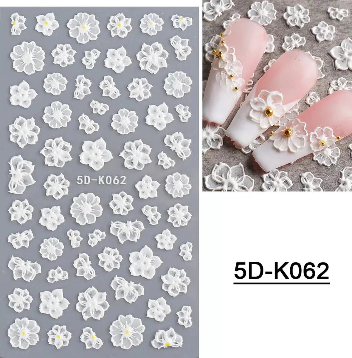 GUAPÀ® Nail Art 3D Nagel Stickers - Nagel Decoratie & Versiering Folie - Nagel Sticker Vellen - Kerst Nagelstickers - Witte Bloem Nagelstickers 1 GUAPÀ® Nail Art 3D Nagel Stickers - Nagel Decoratie & Versiering Folie - Nagel Sticker Vellen - Kerst Nagelstickers - Witte Bloem Nagelstickers