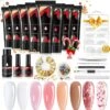 Merkloos Nepnagels - Polygel Set - Nagelverlengingsset - 8 Kleuren - Nagels Set - Temperatuurwisselgel - Lichtgevende Gel - Voor Beginners - Voor DIY Salon Art Nagels - Type A