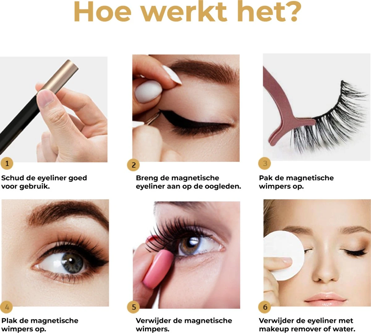 Magnetische Nep Wimpers Met 2 Magnetic Eyeliners En Applicator - 10 Magnetische Lashes - Wimperextensions - Zwart 7 Magnetische Nep Wimpers Met 2 Magnetic Eyeliners En Applicator - 10 Magnetische Lashes - Wimperextensions - Zwart - Afbeelding 7