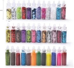 Merkloos 48 Verschillende Flesjes Nagel Decoratie Met Glitters En Sticker - Nail Art - Nagelversiering - Cadeau Tip -Cosmetisch Kortingswinkel 1200x1091 3