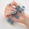 Merkloos Luxe Nagelstickers - Nepnagels - Plaknagels Zelfklevende - Nagelstickers - Kunstnagels - 14 Stuks - Bluegold
