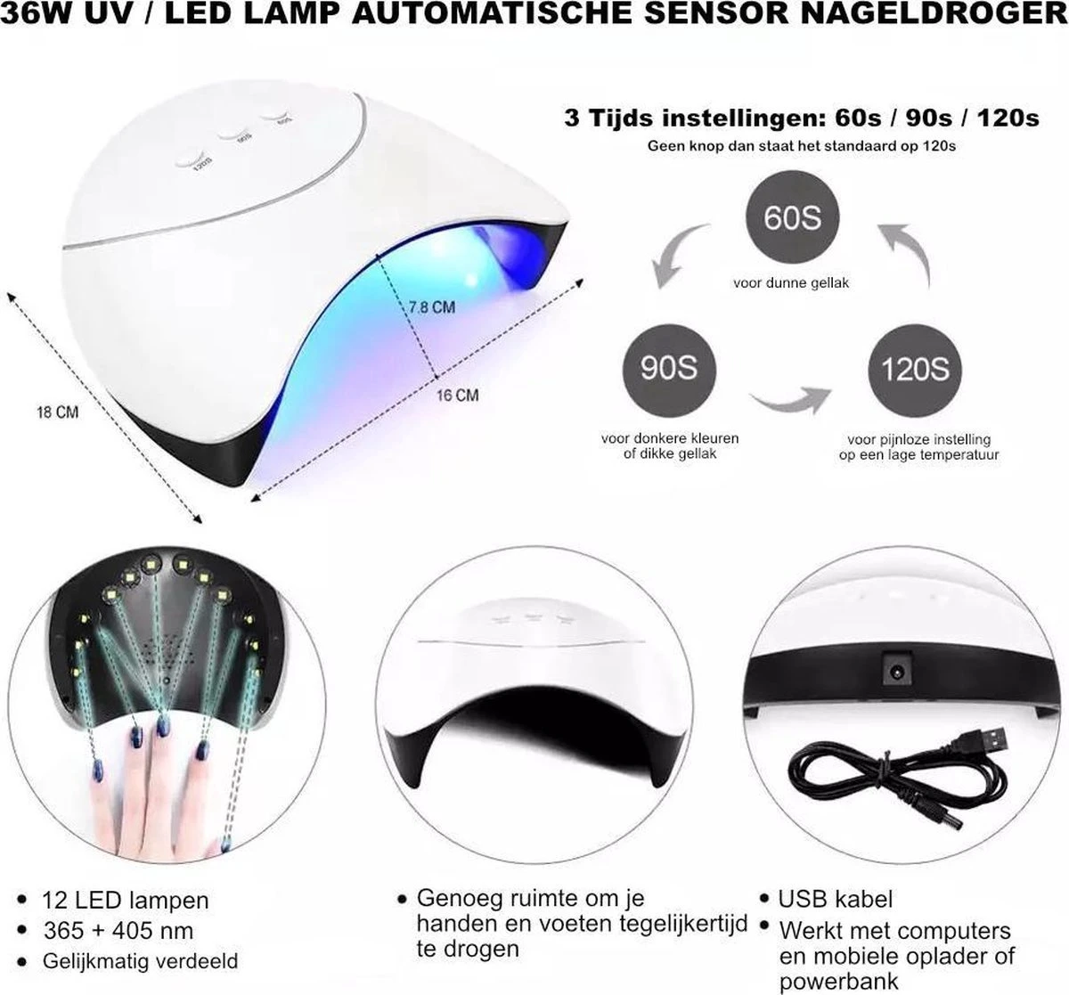 Royala D11 Gellak Starters Pakket + Inclusief UV LED Lamp + 10 Verschillende Gellak Kleuren - Gellak Lamp – Gellac Set - Alle Benodigdheden In Eén - Uitgebreid 62-Delig Pakket- Gel Polish Set - Gellak Set - UV LED Lamp 16 Royala D11 Gellak Starters Pakket + Inclusief UV LED Lamp + 10 Verschillende Gellak Kleuren - Gellak Lamp – Gellac Set - Alle Benodigdheden In Eén - Uitgebreid 62-Delig Pakket- Gel Polish Set - Gellak Set - UV LED Lamp - Afbeelding 16