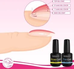 MURLEY’s Base & Top Coat Gellak Set- Acryl Basecoat & Topcoat - 2x 15ml - Gel Nagellak - Gelnagellak - UV / LED Lamp Gelnagels -Cosmetisch Kortingswinkel 1200x1121