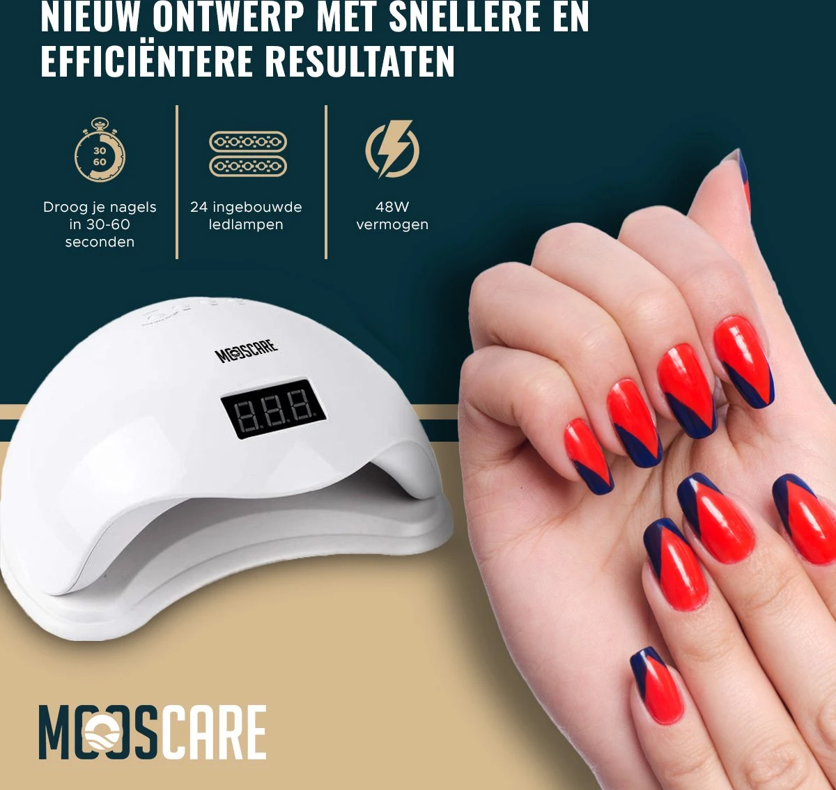 MOOSCARE 48 Watt LED Lamp Voor Gellak Nagels - UV Lamp Gelnagels - Nail Art Nagellamp - Gel Nagellak Nageldroger 2 MOOSCARE 48 Watt LED Lamp Voor Gellak Nagels - UV Lamp Gelnagels - Nail Art Nagellamp - Gel Nagellak Nageldroger - Afbeelding 2