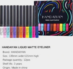 HANDAIYAN® | Liquid Eyeliner | Set Van 12 Kleuren | Gekleurde Eyeliner Set | Make Up | Waterproof | Langhoudend -Cosmetisch Kortingswinkel 1200x1137 5