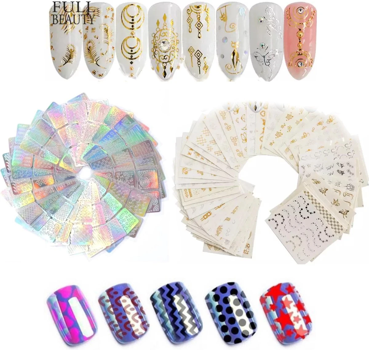 GUAPÀ - Nail Art Nagel Sjabloon Stickers 42 Vellen - Zelfklevende Nagelstickers & Nageldecoratie 3D Goud En Zilver 1 GUAPÀ - Nail Art Nagel Sjabloon Stickers 42 Vellen - Zelfklevende Nagelstickers & Nageldecoratie 3D Goud En Zilver