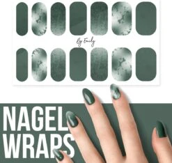 By Emily - Nagel Wrap - Greeny Gray | 14 Stickers Per Vel | Nail Wrap | Nail Art | Trendy | Design | Nagellakvrij | Eenvoudig | Nagel Art | Nagel Wrap | Nagel Stickers | Folie | Zelfklevend | Sjablonen