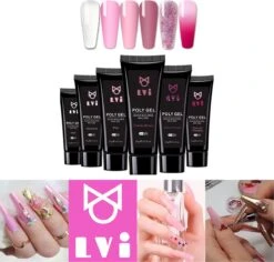 Elvi Polygel Starterskit - Complete Set Inc. USB UV/Led Mini Lamp-Nagelverlenging- Polygel 6 X 15g Perfecte Kleuren Roze - Polyacryl UV Nagellak-Quick Extension Temperature Color Changing UV Gel Pink -Cosmetisch Kortingswinkel 1200x1147