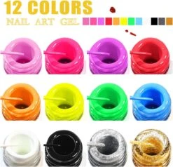 Nail Art Gel - Fine Liner Gel - 12 Stuks - UV/LED Gel - Gellak - Nagel Gellak - UV/LED Lamp - UV/LED Nageldroger - Gelnagels - Nepnagels - Acrylnagels - Tekenpenseel Nagels - Professioneel - Hoge Kwaliteit -Cosmetisch Kortingswinkel 1200x1158 1