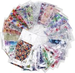 Set Van 30 X Transfer Nail Art Foil | Nagel Folie | Bloemen Design Nagelfolie | Voor Op Nagellak, UV LED Gellak Met Transfer Gel | Sparkolia