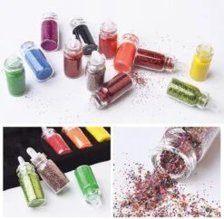 Merkloos 48 Verschillende Flesjes Nagel Decoratie Met Glitters En Sticker - Nail Art - Nagelversiering - Cadeau Tip -Cosmetisch Kortingswinkel 1200x1176 8