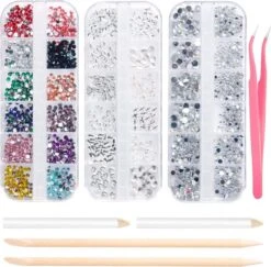 GUAPÀ® Nail Art Strass Steentjes | Diamantjes | Rhinestones | Nagel Decoratie | Nail Art Glitters | Complete Nail Art Kit | 3 Dozen Nail Art Diamantjes