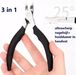 Medies - Multifunctionele Nageltang Met Huidduwer En Dubbelzijdige Nagelvijl | Nageltang Voor Harde Teennagels | Nagelknipper | Nagelschaar | Ingegroeide Nagels | Huidduwer | Nagelvijl - Zachte Anti Slip Handvaten - 3 In 1