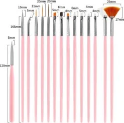 Evvie 20 Delige Nail Art Set - 15 Nailart Penselen En 5 Dotting Tools - Roze -Cosmetisch Kortingswinkel 1200x1186 9