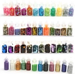 48 Potjes Glitter / Decoratie Voor Nail Art / Knutselen - Sparkolia Glitters Nagel Decoratie Set- 3D Nail Art Voor Gellak, Acryl Of Nagellak - Glitter, Poeder, Holografisch, Vlokken, Pailletten, Shimmer, Rhinestone - Verschillende Kleuren -Cosmetisch Kortingswinkel 1200x1189 11