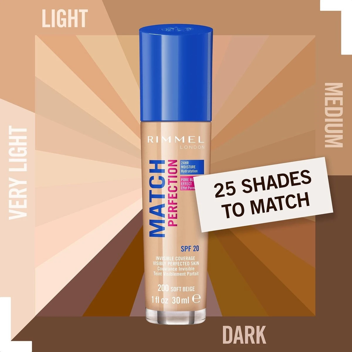 Rimmel London Match Perfection Foundation - 200 Soft Beige - Beige 5 Rimmel London Match Perfection Foundation - 200 Soft Beige - Beige - Afbeelding 5