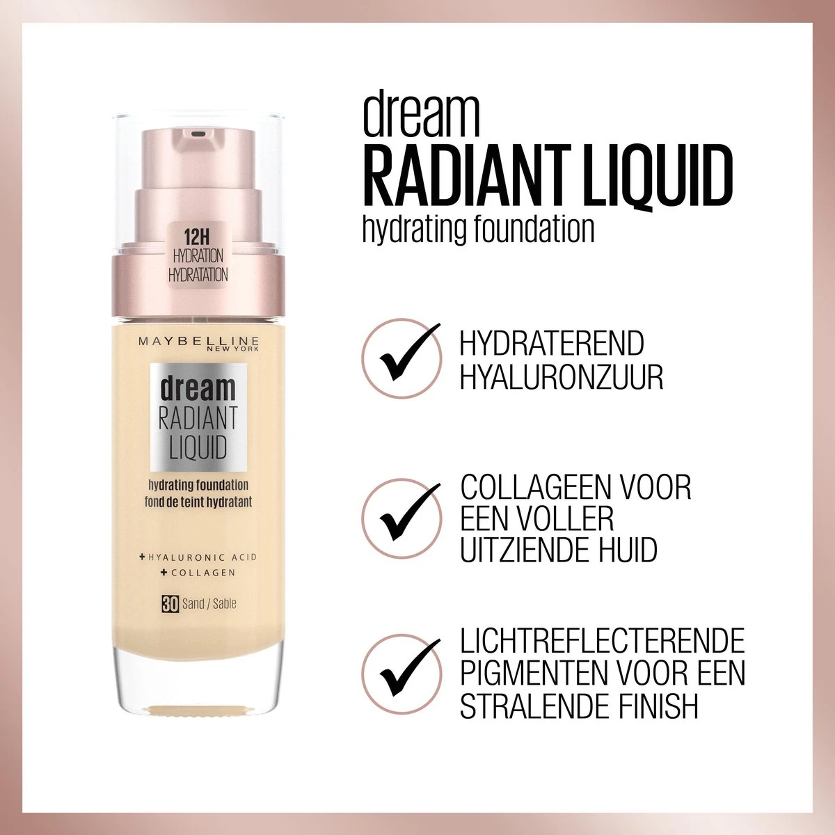 Maybelline Dream Satin Liquid Foundation - 03 True Ivory 5 Maybelline Dream Satin Liquid Foundation - 03 True Ivory - Afbeelding 5
