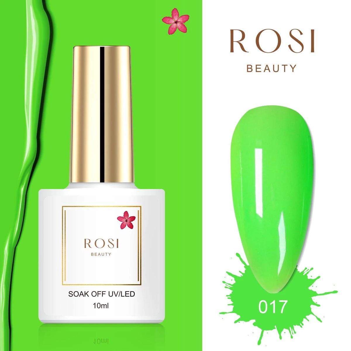 ROSI Beauty Gelpolish - Gel Nagellak - Gellak - 10 ML - UV & LED - Groen 017 Neon Green 1 ROSI Beauty Gelpolish - Gel Nagellak - Gellak - 10 ML - UV & LED - Groen 017 Neon Green