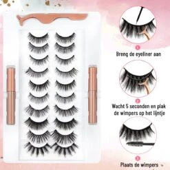 Mina Beauty Magnetische Wimpers – Magnetic Lashes - Wimperset (10 Stuks) Met 2 Magnetische Eyeliners En Een Applicator -Cosmetisch Kortingswinkel 1200x1200 1950