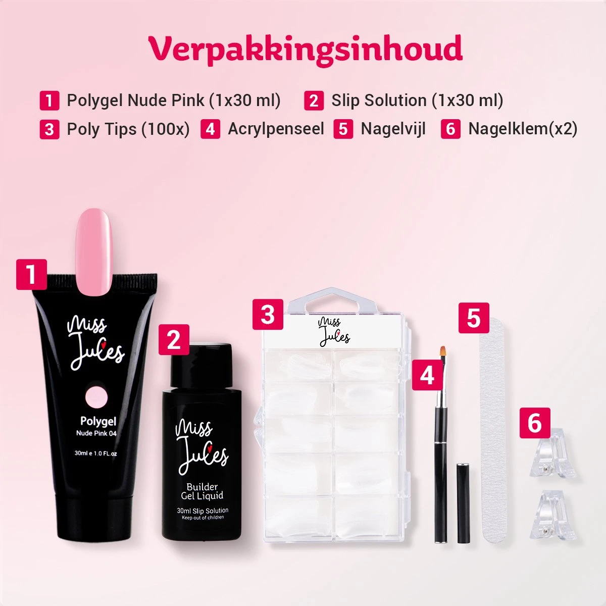 Miss Jules® Polygel Kit - 30 Ml Nude Pink - Polygel Nagels Starterspakket – Polygel Set Incl. Instructievideo (NL) – Polygel Starters Kit 4 Miss Jules® Polygel Kit - 30 Ml Nude Pink - Polygel Nagels Starterspakket – Polygel Set Incl. Instructievideo (NL) – Polygel Starters Kit - Afbeelding 4
