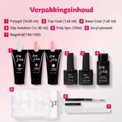 Miss Jules® Luxe Complete Polygel Kit - Polygel Nagels Starterspakket - 3 X 30 ML - Perfecte Combinatie Gellak & Acryl - Inclusief Instructievideo (NL) -Cosmetisch Kortingswinkel 1200x1200 386