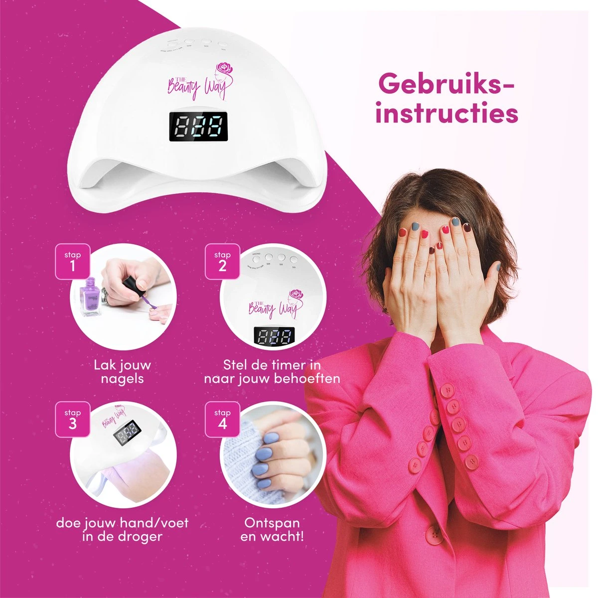 TheBeautyWay Nageldroger - Voor Gelnagels - Geschikt Voor Elke Nagel Gellak - 24 LEDs 5 TheBeautyWay Nageldroger - Voor Gelnagels - Geschikt Voor Elke Nagel Gellak - 24 LEDs - Afbeelding 5