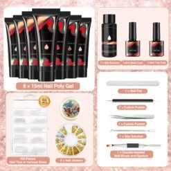 Merkloos Nepnagels - Polygel Set - Nagelverlengingsset - 8 Kleuren - Nagels Set - Temperatuurwisselgel - Lichtgevende Gel - Voor Beginners - Voor DIY Salon Art Nagels - Type A -Cosmetisch Kortingswinkel 1200x1200 576