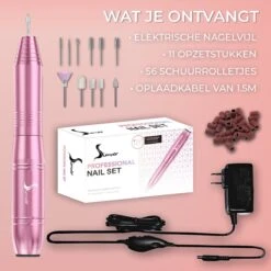 Simver Elektrische Nagelfrees - 11 Nagelvijl Bitjes En 56 Schuurrolletjes - Manicure / Pedicure - Roze - Cadeautip - Kerstcadeau -Cosmetisch Kortingswinkel 1200x1200 647