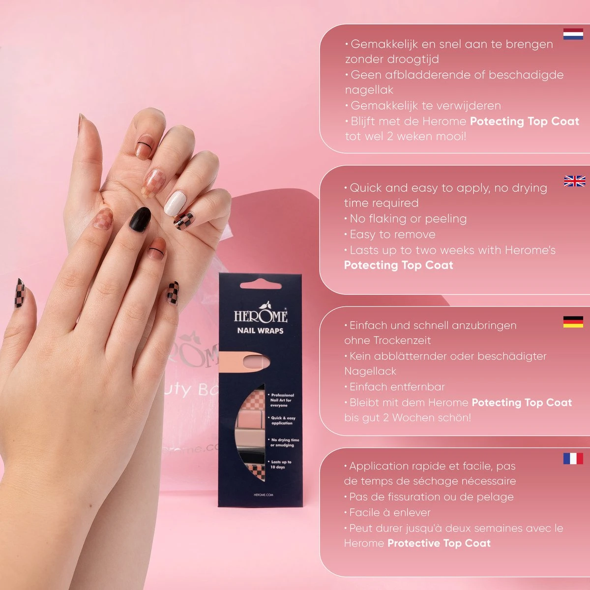 Herome Nail Wraps Pink Vintage Pattern - Nagelstickers - Nail Art - Zonder Droogtijd - 2x10 Stickers 2 Herome Nail Wraps Pink Vintage Pattern - Nagelstickers - Nail Art - Zonder Droogtijd - 2x10 Stickers - Afbeelding 2