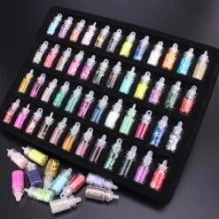 48 Potjes Glitter / Decoratie Voor Nail Art / Knutselen - Sparkolia Glitters Nagel Decoratie Set- 3D Nail Art Voor Gellak, Acryl Of Nagellak - Glitter, Poeder, Holografisch, Vlokken, Pailletten, Shimmer, Rhinestone - Verschillende Kleuren -Cosmetisch Kortingswinkel 1200x1200 832