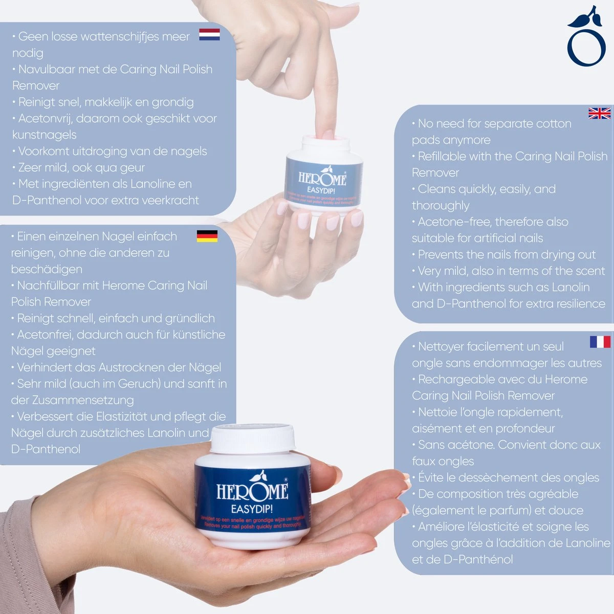Herome Easydip Nagellakremover Nagellakverwijderaar - In Een Potje Met Ingebouwde Borsteltjes - Navulbaar Met Caring Nail Polish Remover 4 Herome Easydip Nagellakremover Nagellakverwijderaar - In Een Potje Met Ingebouwde Borsteltjes - Navulbaar Met Caring Nail Polish Remover - Afbeelding 4