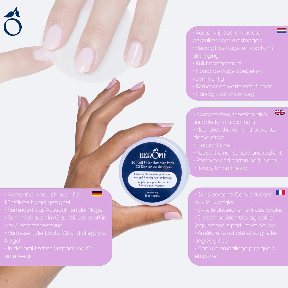 Herome Nagellakremover Pads - Nagellakverwijderaar Pads - Acetonvrij, Mild Reinigend En Droogt Niet Uit - Handig Voor Onderweg Travelsize- 30 Pads 3 Herome Nagellakremover Pads - Nagellakverwijderaar Pads - Acetonvrij, Mild Reinigend En Droogt Niet Uit - Handig Voor Onderweg Travelsize- 30 Pads - Afbeelding 3