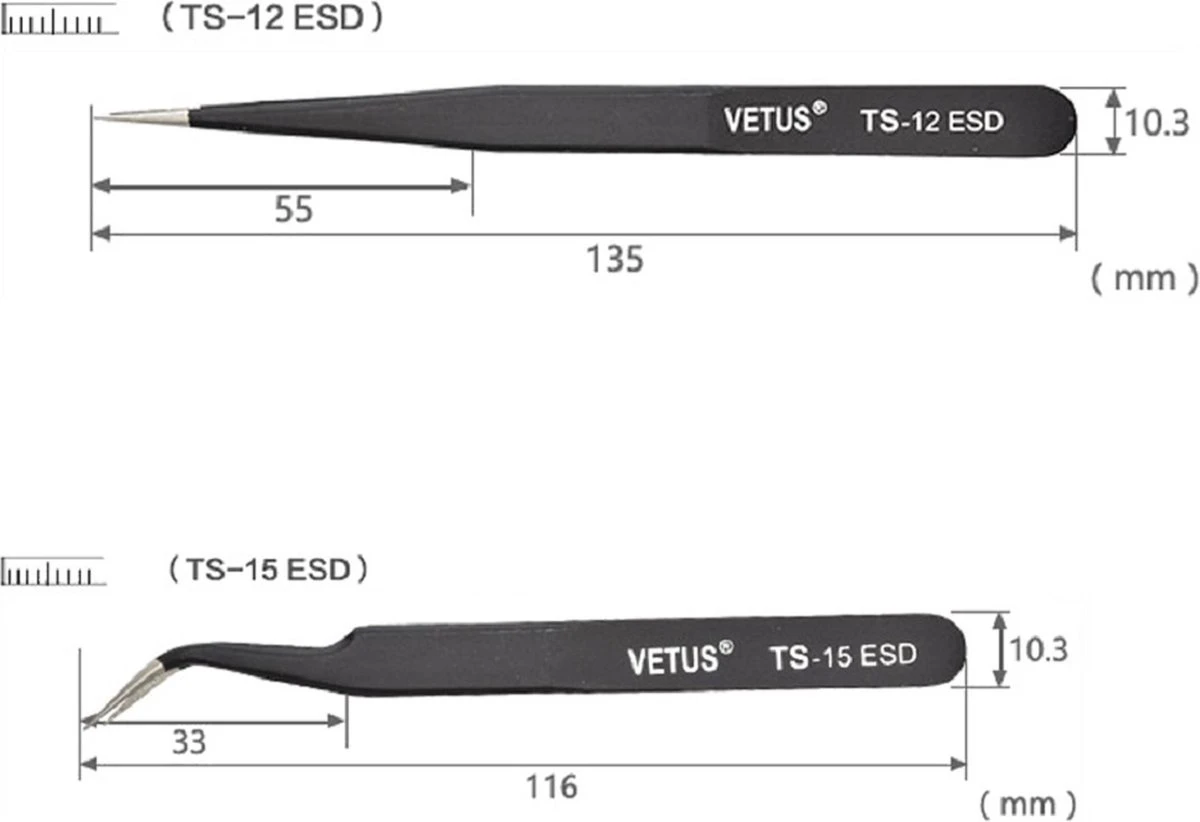 Vetus - Wimper Pincet ESD-15 - Zwart - Tweezer - Pincet - Wimperextensions 4 Vetus - Wimper Pincet ESD-15 - Zwart - Tweezer - Pincet - Wimperextensions - Afbeelding 4
