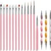 Evvie 20 Delige Nail Art Set - 15 Nailart Penselen En 5 Dotting Tools - Roze