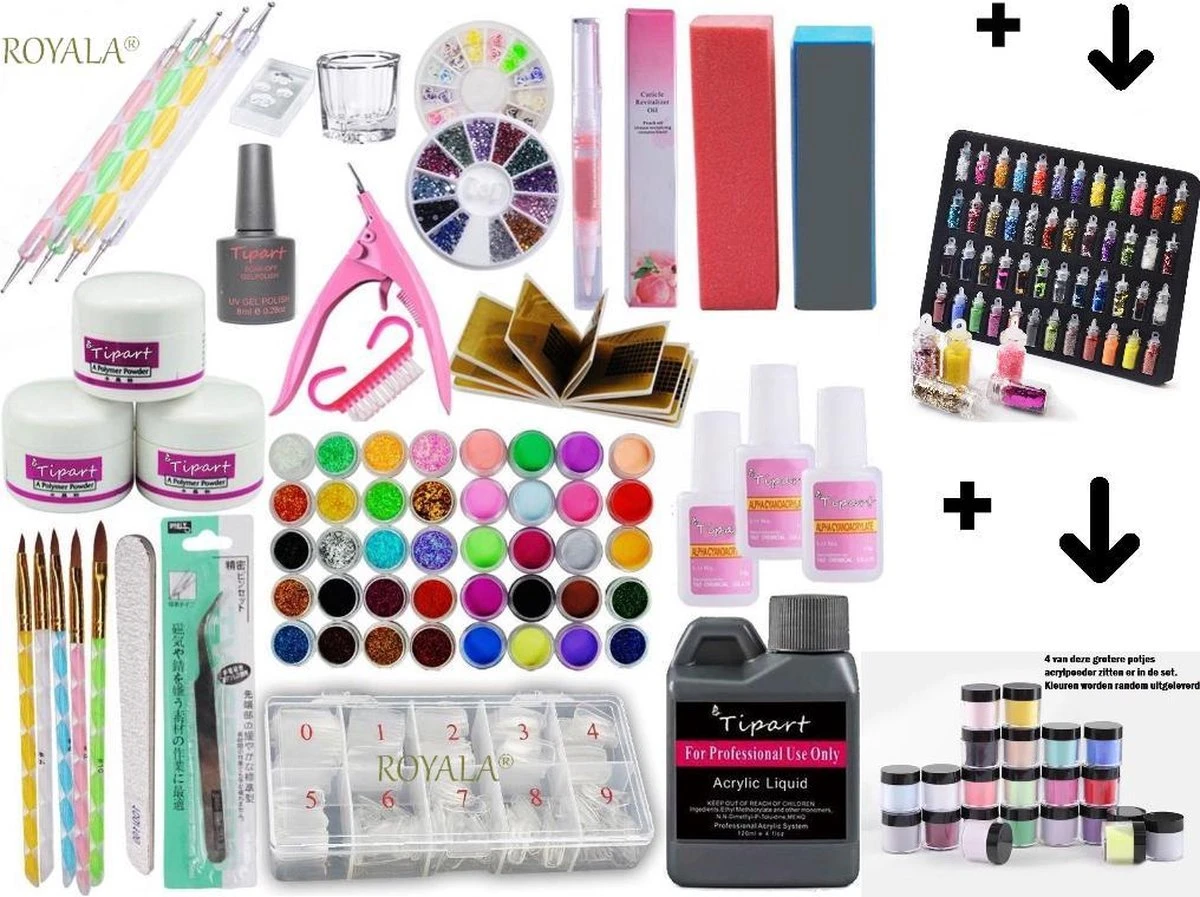 Royala - Acrylnagels Starters Pakket Large|L| 125 Delig | 94 Colors | Acryl Nagels Set | Acryl Starter Kit | Nail Art Pakket | 500 Franse Nageltips | Manicure Set Voor Nail Art Kit | Nagel Decoratie | Acryl Poeder | Acryl Vloeistof | Monomeer 2 Royala - Acrylnagels Starters Pakket Large|L| 125 Delig | 94 Colors | Acryl Nagels Set | Acryl Starter Kit | Nail Art Pakket | 500 Franse Nageltips | Manicure Set Voor Nail Art Kit | Nagel Decoratie | Acryl Poeder | Acryl Vloeistof | Monomeer - Afbeelding 2