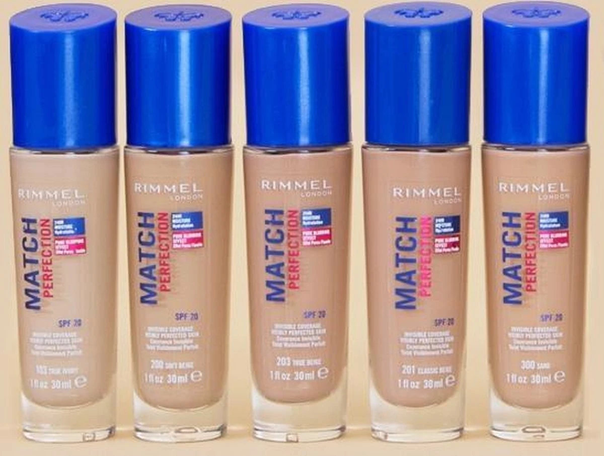 Rimmel London Match Perfection Foundation - 200 Soft Beige - Beige 9 Rimmel London Match Perfection Foundation - 200 Soft Beige - Beige - Afbeelding 9
