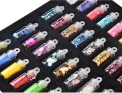 48 Potjes Glitter / Decoratie Voor Nail Art / Knutselen - Sparkolia Glitters Nagel Decoratie Set- 3D Nail Art Voor Gellak, Acryl Of Nagellak - Glitter, Poeder, Holografisch, Vlokken, Pailletten, Shimmer, Rhinestone - Verschillende Kleuren -Cosmetisch Kortingswinkel 1200x920 1