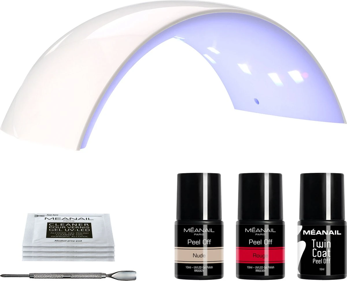 Starterspakket Gellak - MEANAIL - UV LED Lamp - Nude/rood - Peel Off Gel Nagellak 1 Starterspakket Gellak - MEANAIL - UV LED Lamp - Nude/rood - Peel Off Gel Nagellak