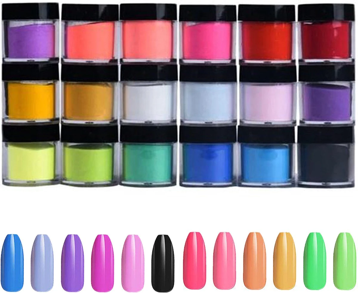 Acrylpoeders Set | 18 Stuks | 108 G Totaal Poeders | Acrylnagels | Nail Art | Acryl Kleuren | Acrylpigment | Poeder Voor Nepnagels | Nagelpoeder | Nagelstad 1 Acrylpoeders Set | 18 Stuks | 108 G Totaal Poeders | Acrylnagels | Nail Art | Acryl Kleuren | Acrylpigment | Poeder Voor Nepnagels | Nagelpoeder | Nagelstad
