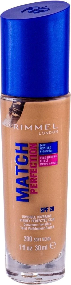Rimmel London Match Perfection Foundation - 200 Soft Beige - Beige 13 Rimmel London Match Perfection Foundation - 200 Soft Beige - Beige - Afbeelding 13