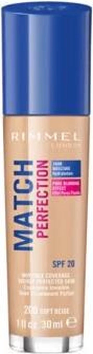 Rimmel London Match Perfection Foundation - 200 Soft Beige - Beige 19 Rimmel London Match Perfection Foundation - 200 Soft Beige - Beige - Afbeelding 19
